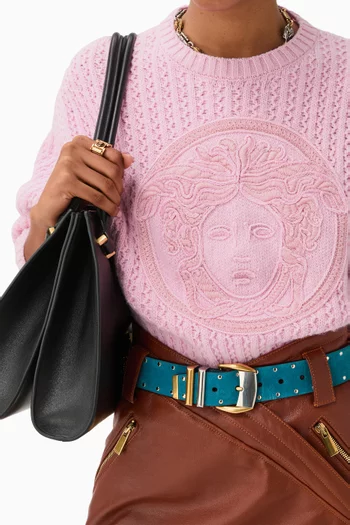 Medusa-embroidered Sweater in Wool & Cashmere-knit