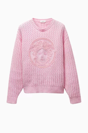 Medusa-embroidered Sweater in Wool & Cashmere-knit