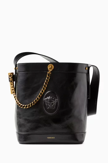 Small Pivot Bucket Bag in Calf Leather