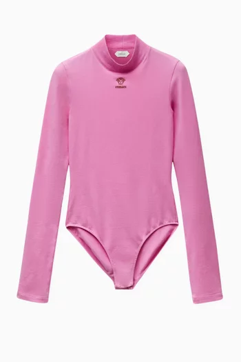 Logo-embroidered Bodysuit in Stretch Cotton-jersey