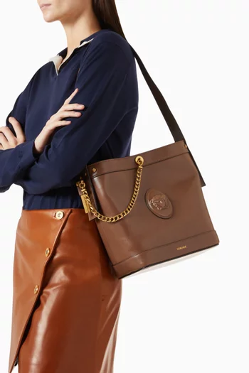 Small Pivot Bucket Bag in Calf Leather