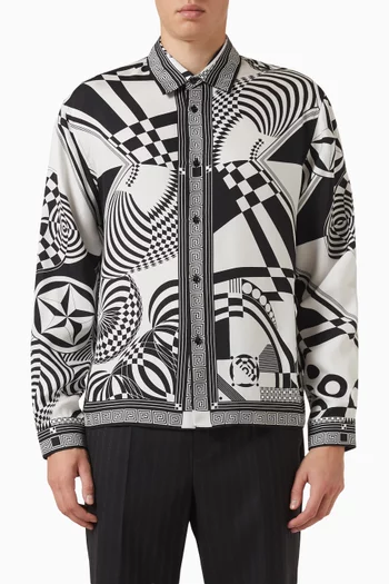 Optical Teatro-print Shirt in Silk-twill