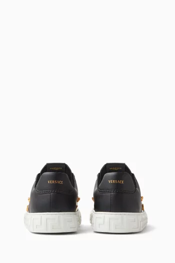 Greca Embellished Sneakers in Leather