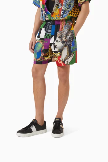 Greca Embellished Sneakers in Leather