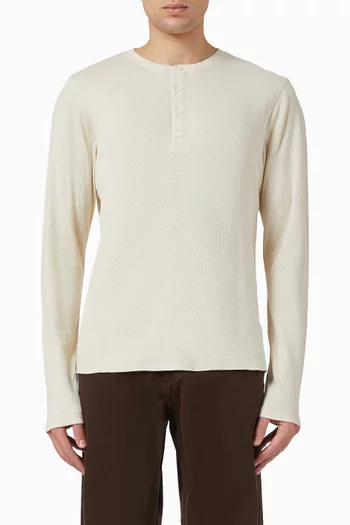 Classic Textured Knit Henley T-shirt