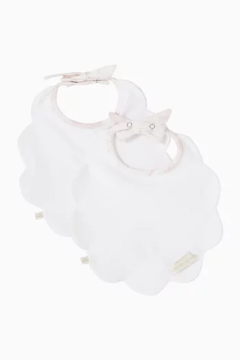 Darcy Toile de Jouy Scalloped Bib in Cotton, Set of 2
