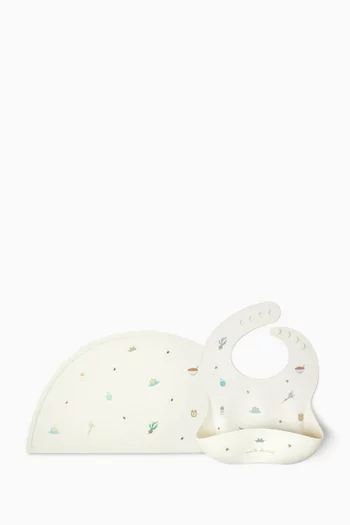 Manners Begin at Breakfast Bib & Placemat Set in Silicone