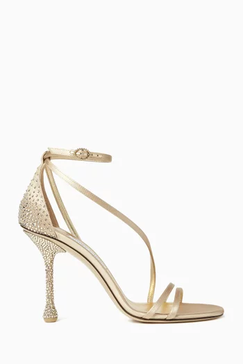 Zelia 95 Crystal Sandals in Leather