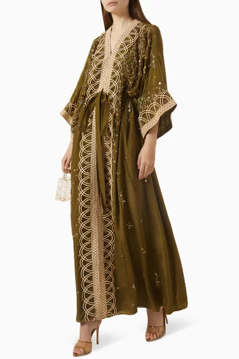 Embroidered Kaftan in Crepe