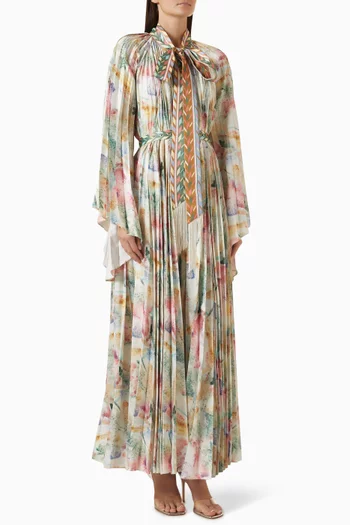 Bow-tie Pleated Dress in Satin