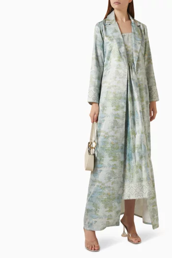 Printed Abaya Set in Satin
