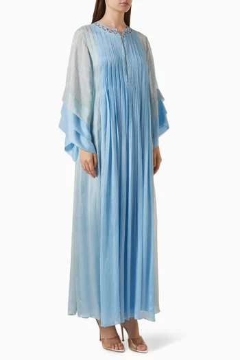 Pleated Zip Dress in Chiffon