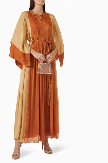 Pleated Zip Dress in Chiffon