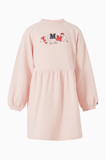 Varsity Logo Sweatshirt Dress in Cotton-blend