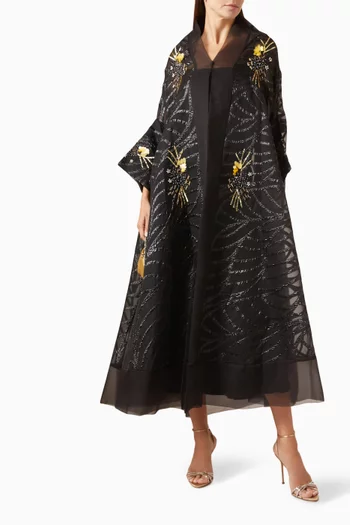 Sequin-embellished Abaya in Organza