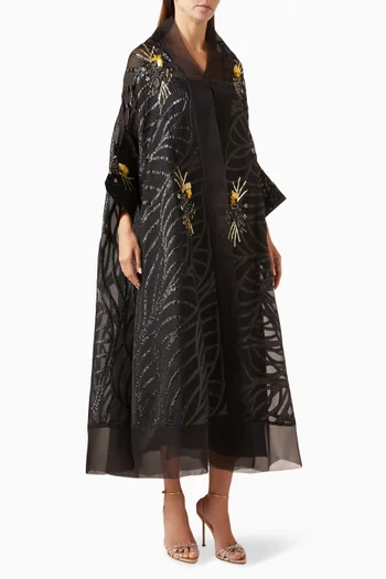 Sequin-embellished Abaya in Organza