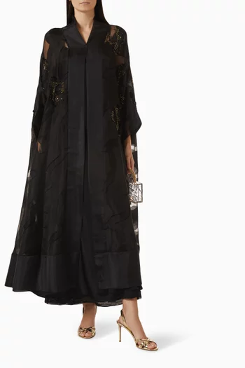 Sequin-embellished Abaya in Organza