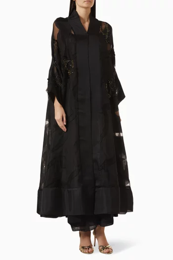 Sequin-embellished Abaya in Organza
