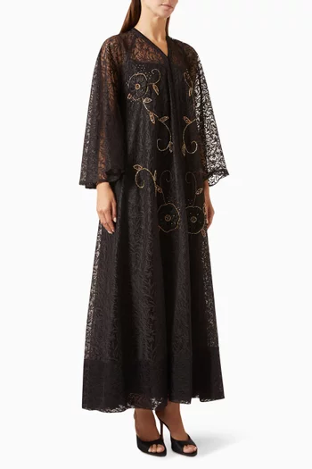 Embellished Abaya in French Dantelle