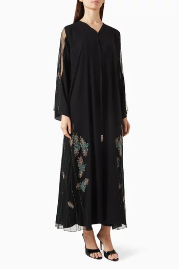 Sequin-embellished Abaya in Double Chiffon & Tulle