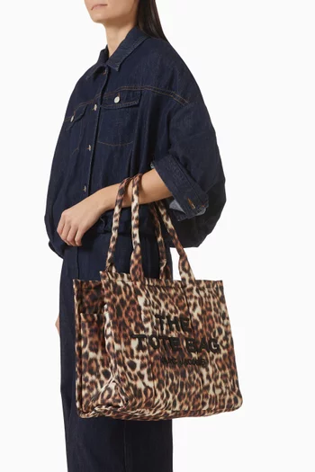 The Large Leopard-print Pocket Tote Bag in Puffy Nylon
