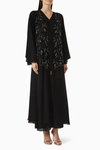 Sequin-embellished Abaya in Double Chiffon