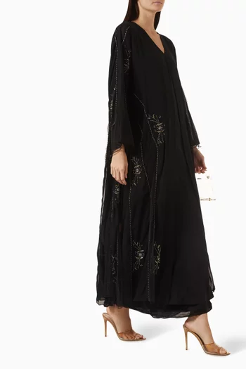Sequin-embellished Abaya in Double Chiffon