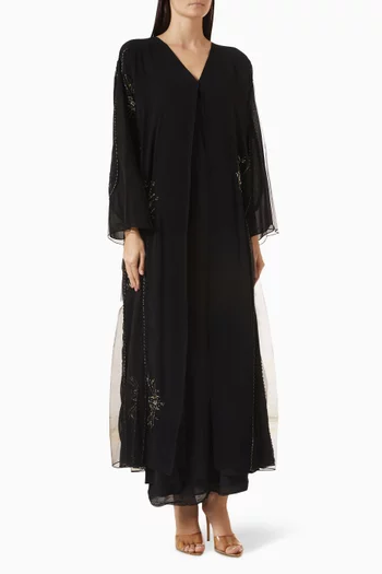 Sequin-embellished Abaya in Double Chiffon