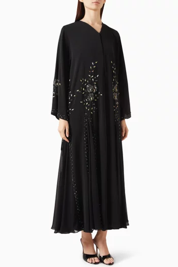 Sequin-embellished Abaya in Double Chiffon