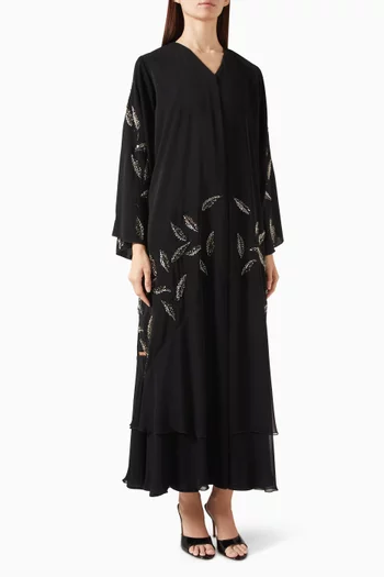 Sequin-embellished Abaya in Double Chiffon