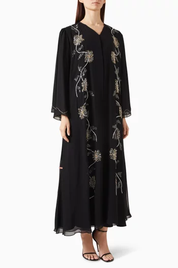 Sequin-embellished Abaya in Double Chiffon