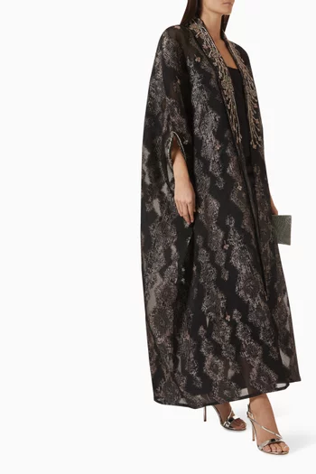 Appliqué-embellished Abaya in Organza