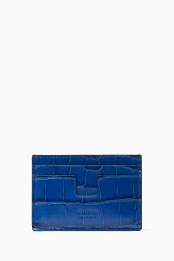 Card Holder in Croc-effect Leather