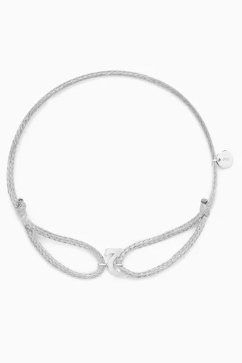 Arabic Initial 'Haa' Thread Bracelet in 18kt White Gold