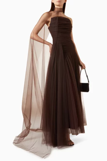 Gathered Strapless Dress in Tulle