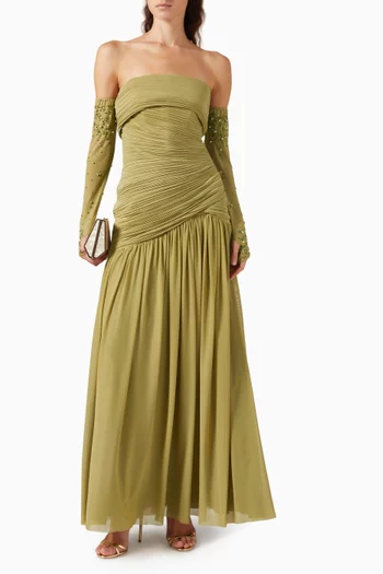 Embellished Ruched Dress