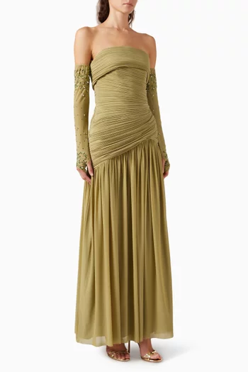 Embellished Ruched Dress