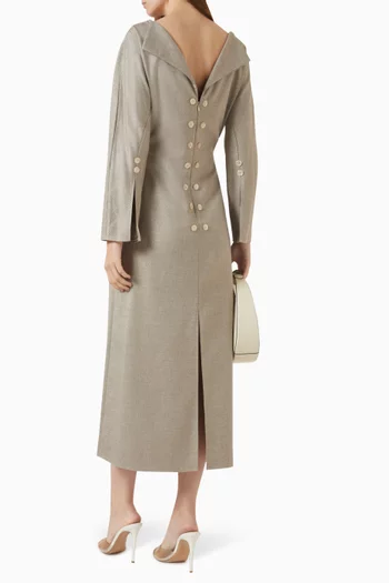 Buttoned-back Midi Dress