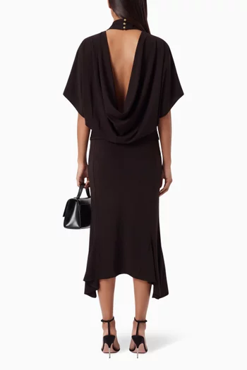 High-neckline Midi Dress in Jersey