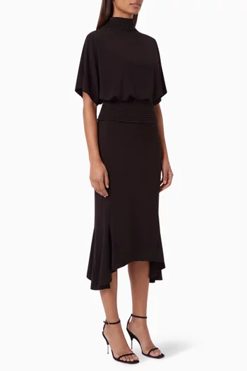High-neckline Midi Dress in Jersey