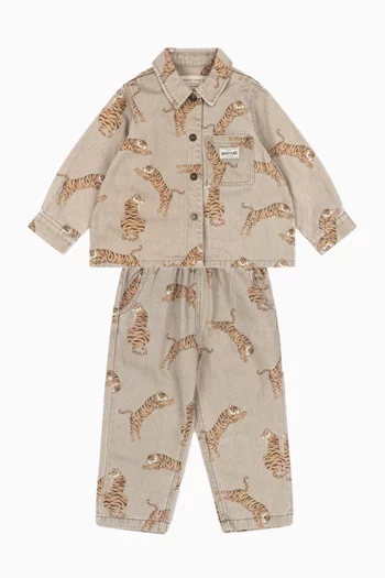 Magot Tiger-print Pants in Denim