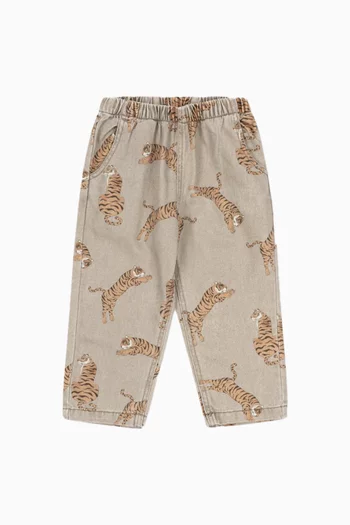 Magot Tiger-print Pants in Denim