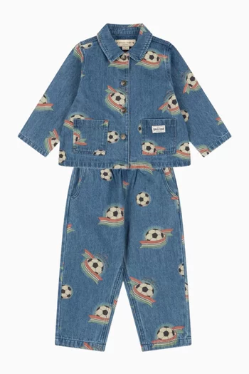 Magot Football-print Pants in Denim