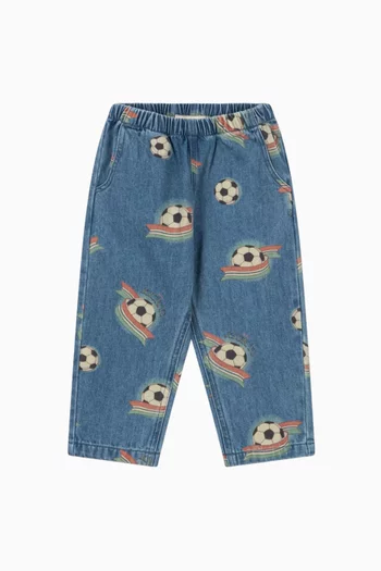 Magot Football-print Pants in Denim