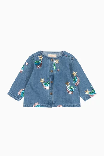 Magot Sequin-embellished Jacket in Denim