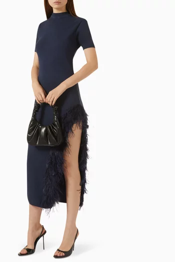 Feather-hem Slit Dress in Cotton