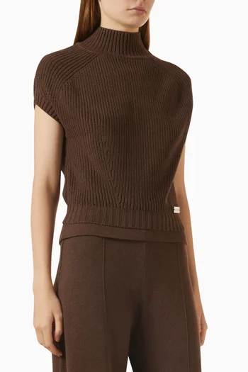 High-neck Sweater in Cotton