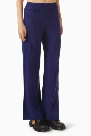 Cable-knit Pants in Merino Wool Blend