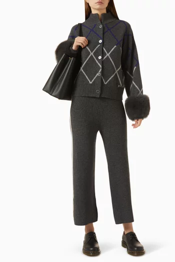 Argyle-print Knit Cardigan