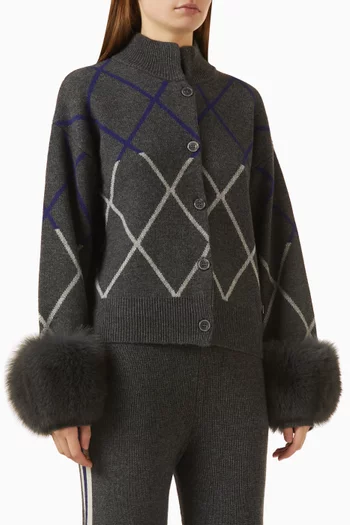 Argyle-print Knit Cardigan